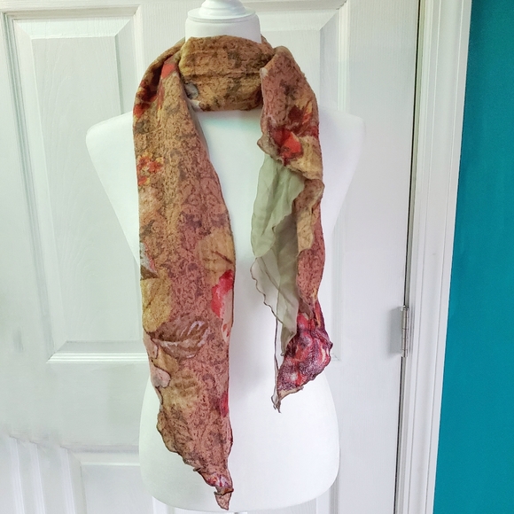 Floral Scarf Brown, red, green EUC - Picture 8 of 16